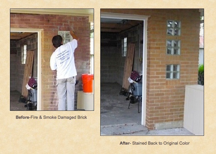 Fire damaged brick restained