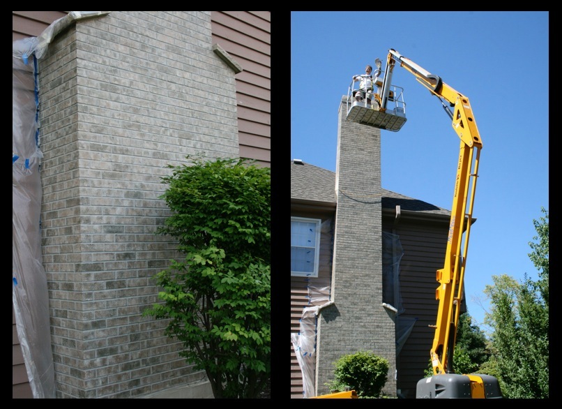 Wheaton Chimney Exterior Brick Color Staining Makeover