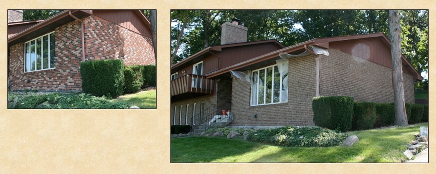 Exterior Brick Staining Project in Valparaiso, Indiana.