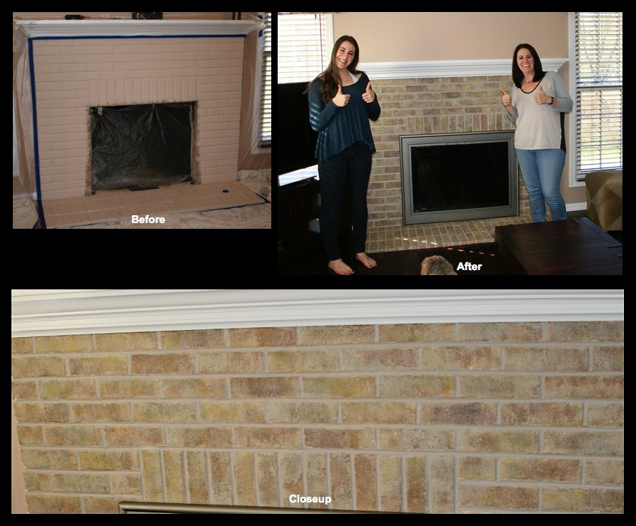 Painted Fireplace Brick transformed.